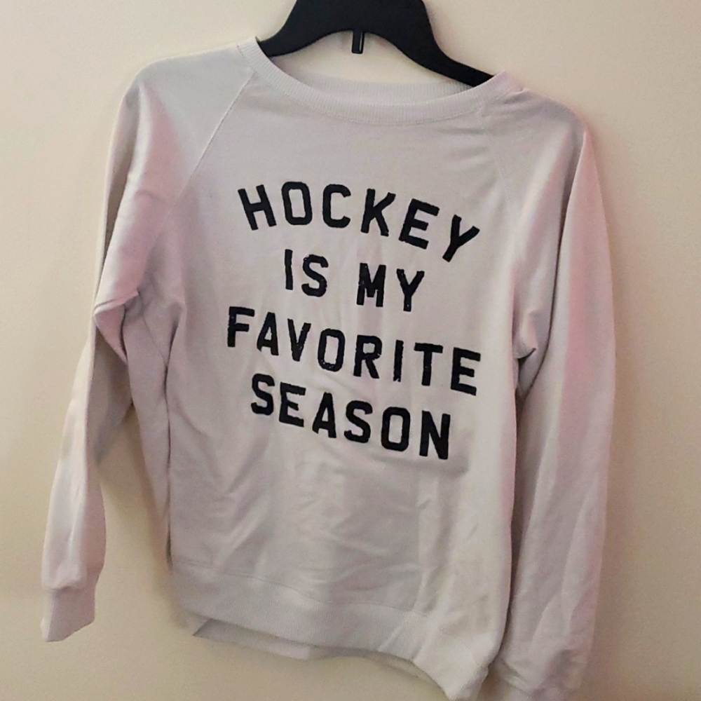 White hockey crewneck